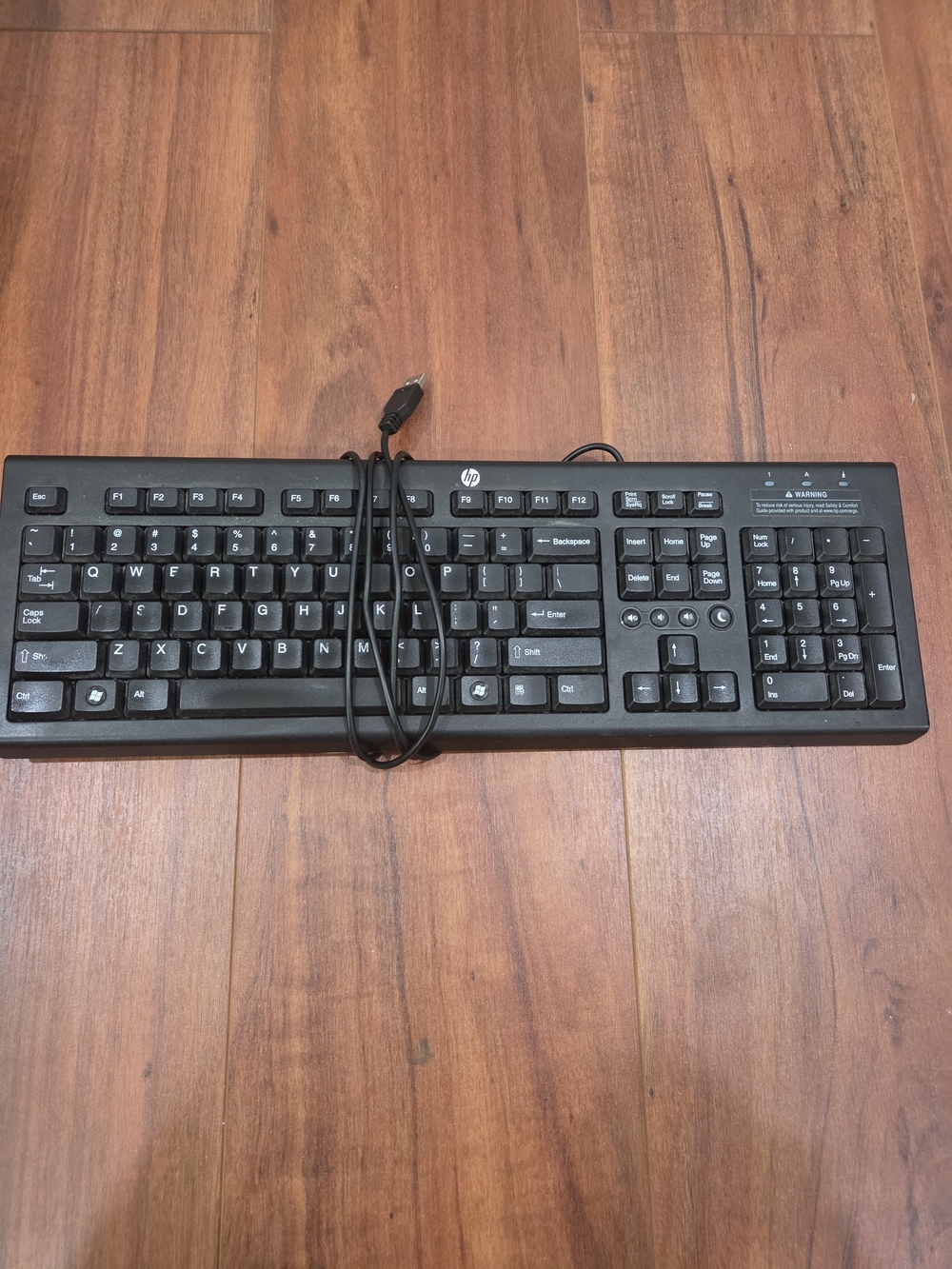HP Black Wired USB Full-Size Keyboard with Numeric Keypad